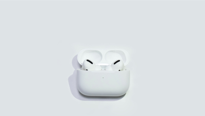 Airpods inside white case