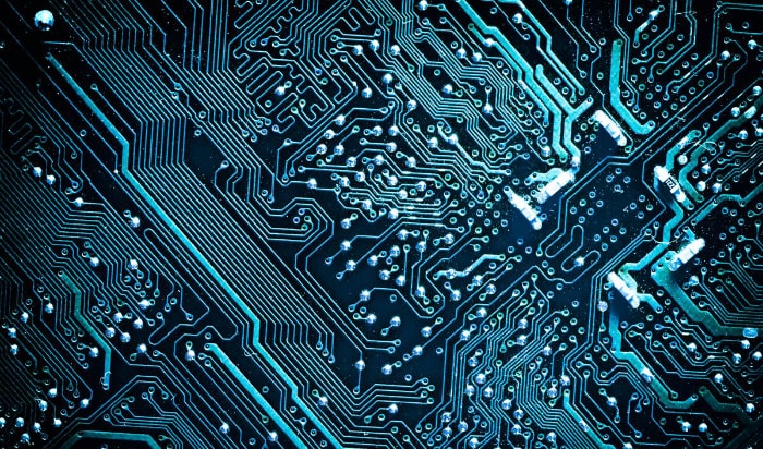 Close up of backside motherboard
