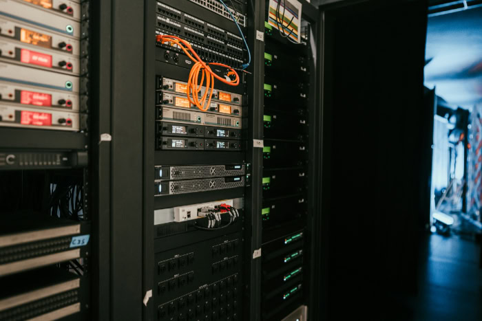 Data center server rack with network cables
